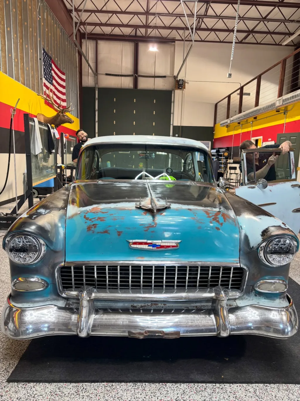 1950s Chevrolet Bel-Air in the West Haven bay after a full tint package
